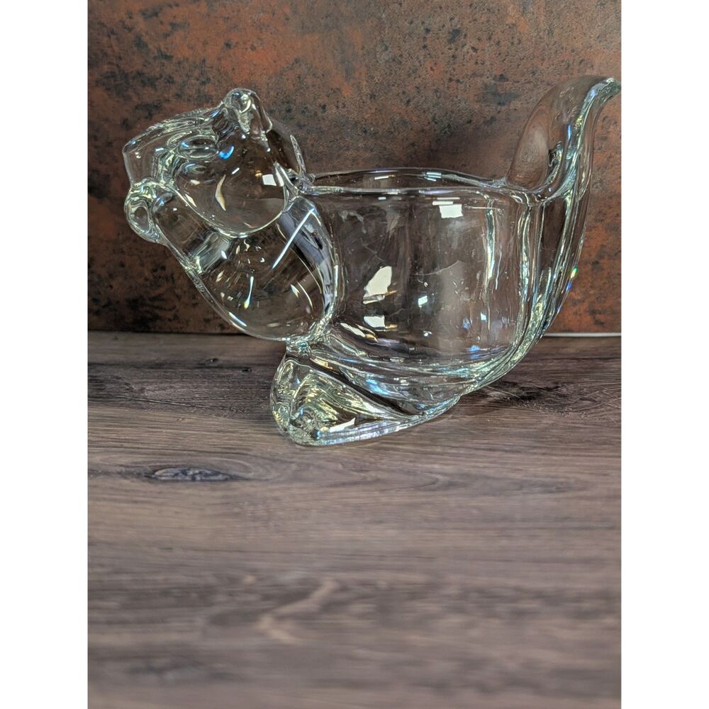 1970 Avon Squirrel Glass Votive Candle Holder Vintage Woodland Decor